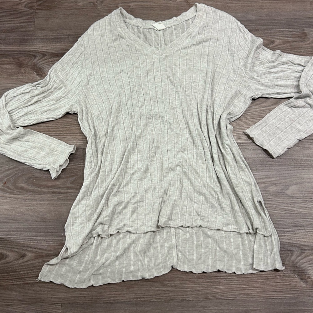 Cream Ruffled Long Sleeve Tee